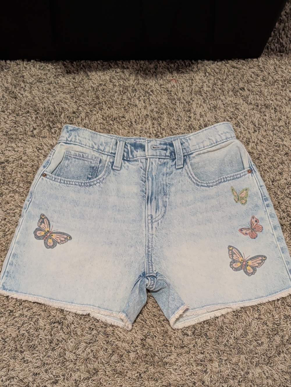 Old Navy Light Wash Denim Shorts with Butterfly Appliqués